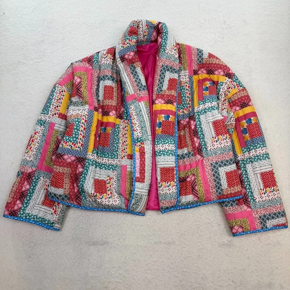 Patchwork Quilted Jacket - Pink Multi - Picture 1 of 6